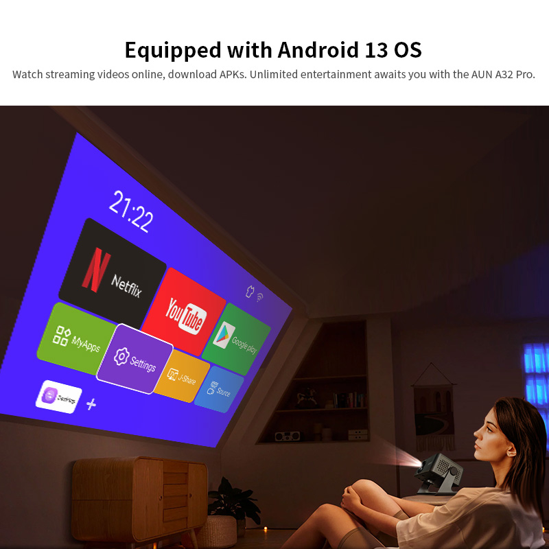 AUN A32 Pro Android 13 Project - Home Cinema Focal ulasan dan harga