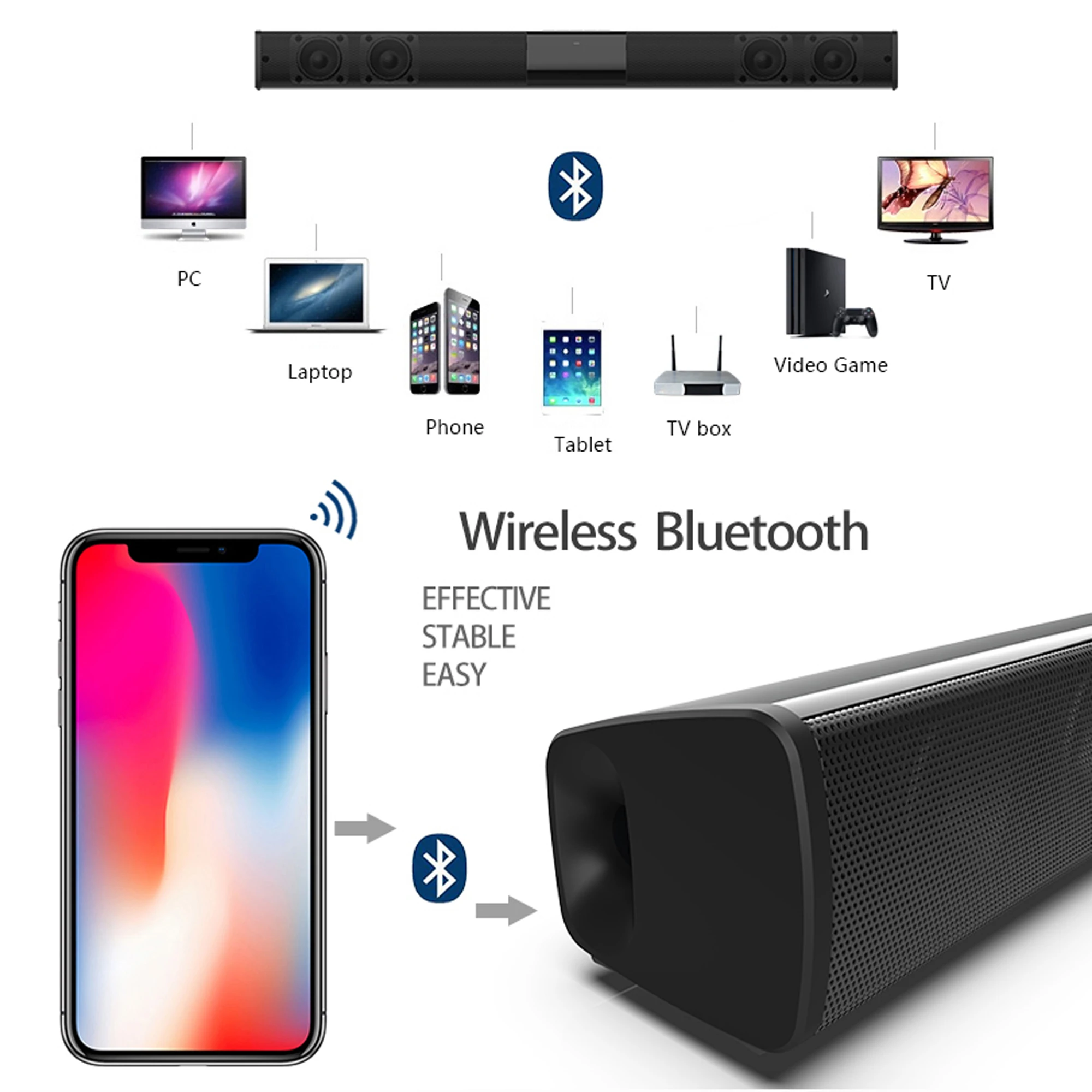 40W High Power Soundbar for TV - Home Cinema Speaker System ulasan dan harga