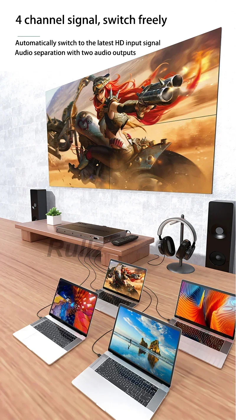 Auto Switching 4K 4x4 HDMI Vid - Home Cinema Video Processor ulasan dan harga
