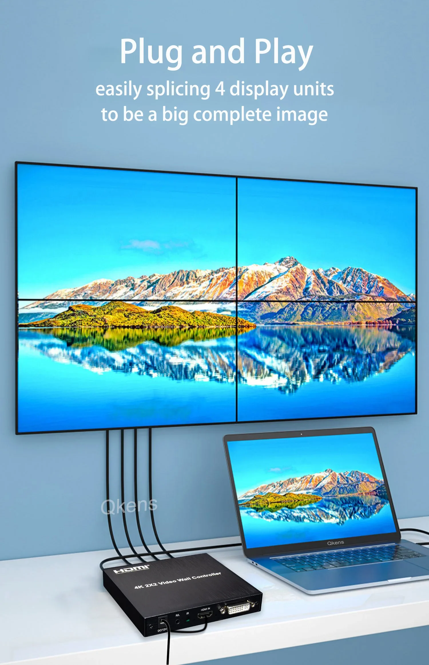 4K 2x2 HDMI TV Wall Controller - Home Cinema Video Processor ulasan dan harga