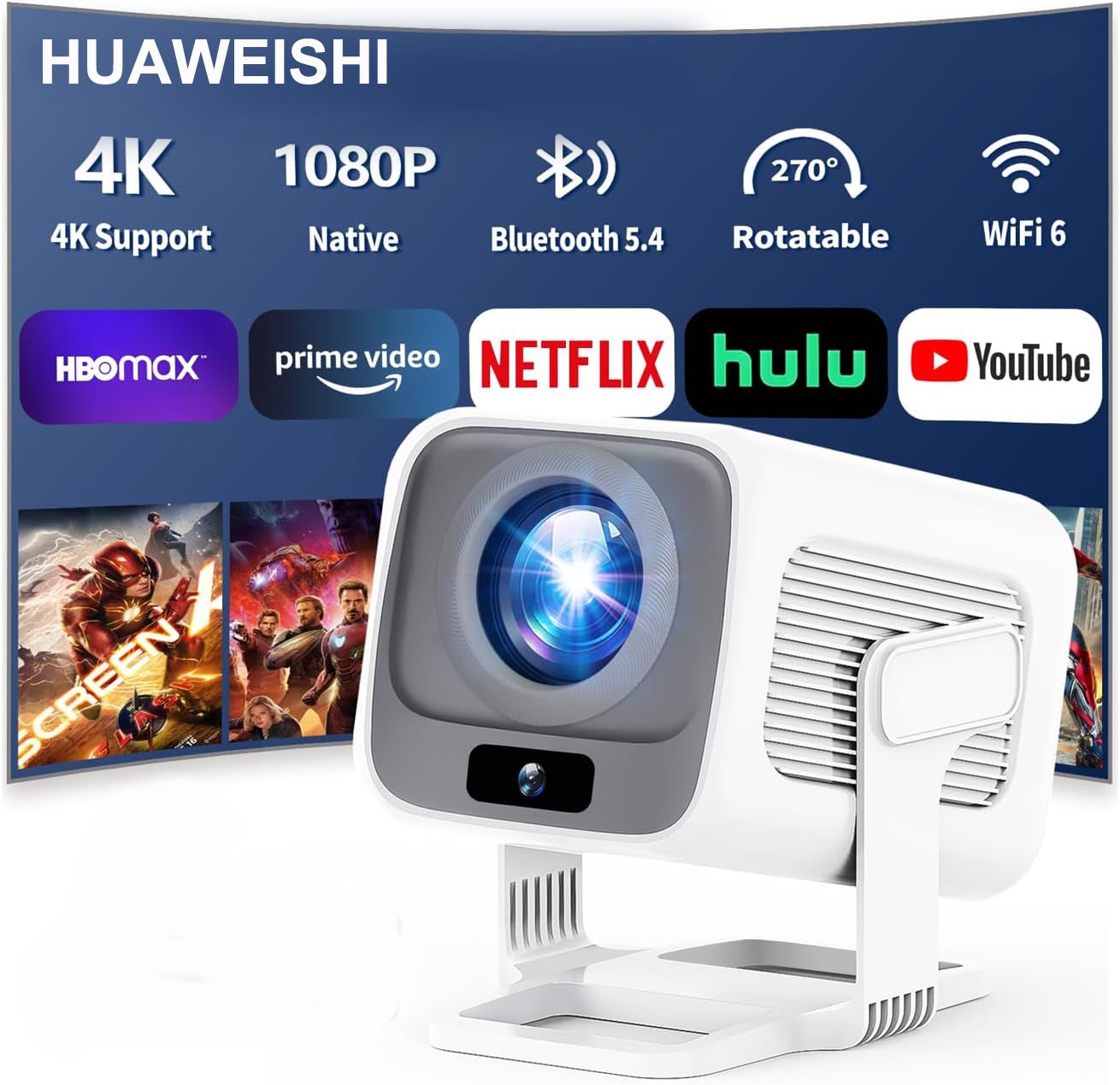 HUAWEISHI 4K Projector Android - Home Cinema Focal ulasan dan harga